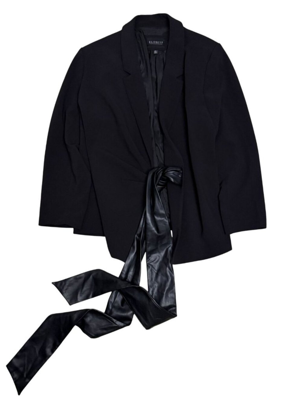 ELOQUII Blazer Luxury Business Casual Formal Faux Leather Tie Jacket Womens 2XL